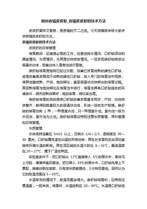 如何养殖皮皮虾_养殖皮皮虾的技术方法