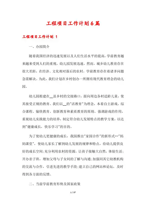 工程项目工作计划6篇