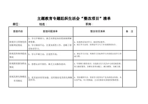 (三张清单)整改清单 