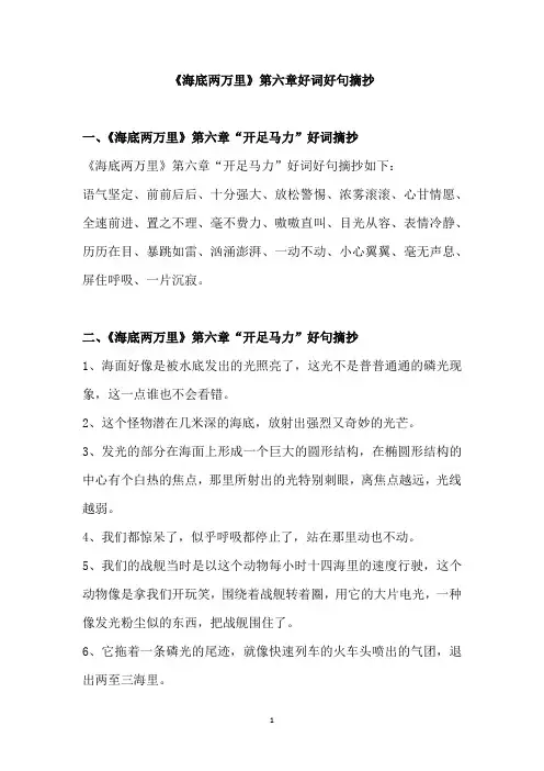 《海底两万里》第六章好词好句摘抄