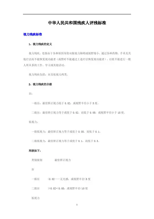 2020年整理中华人民共和国残疾人评残标准.doc