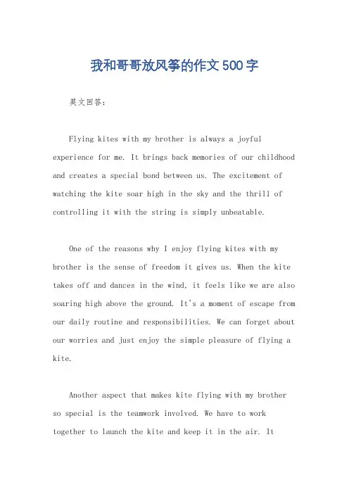 我和哥哥放风筝的作文500字