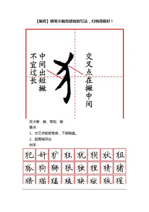 【偏旁】钢笔字偏旁部首的写法，归纳得极好！