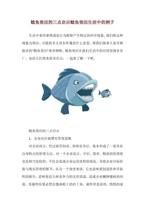 鲶鱼效应的三点启示 鲶鱼效应生活中的例子
