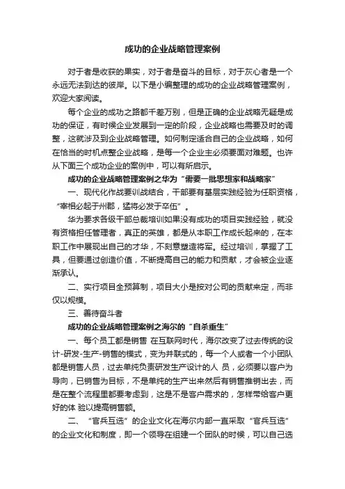成功的企业战略管理案例
