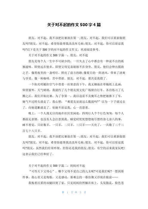 关于对不起的作文500字4篇