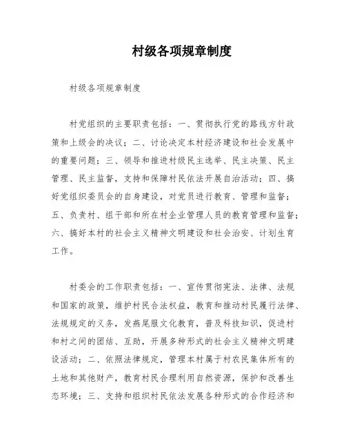 村级各项规章制度