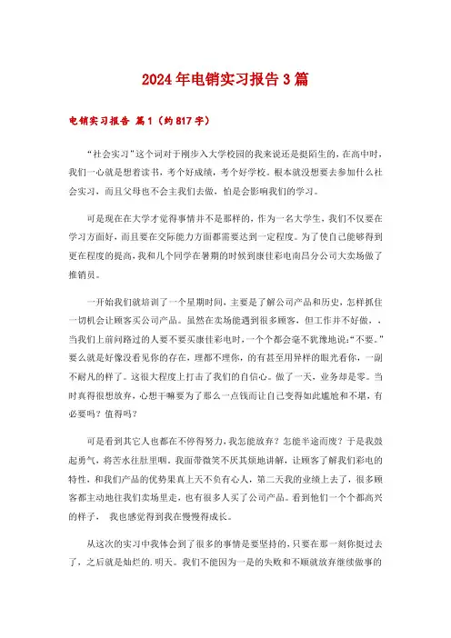 2024年电销实习报告3篇