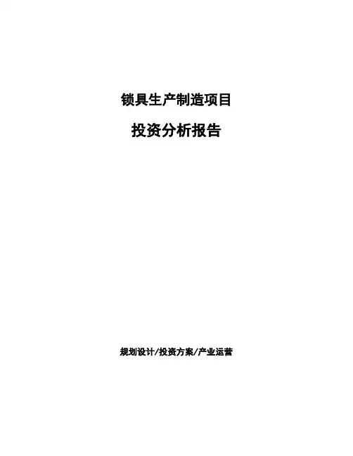 锁具生产制造项目投资分析报告