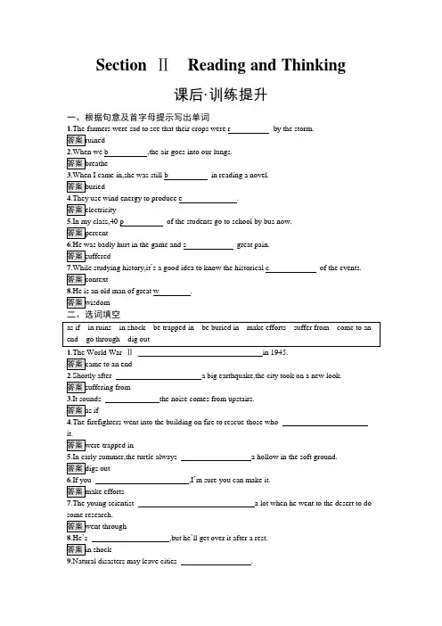人教版高中英语必修第一册UNIT4 Section Ⅱ 练习含答案