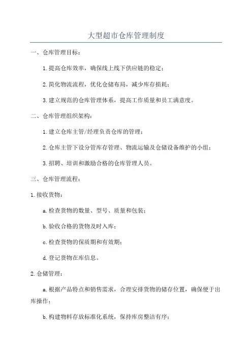 大型超市仓库管理制度