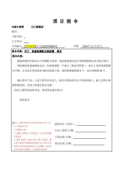 工程项目指令单模板