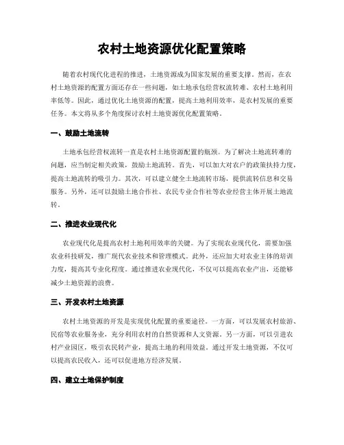 农村土地资源优化配置策略