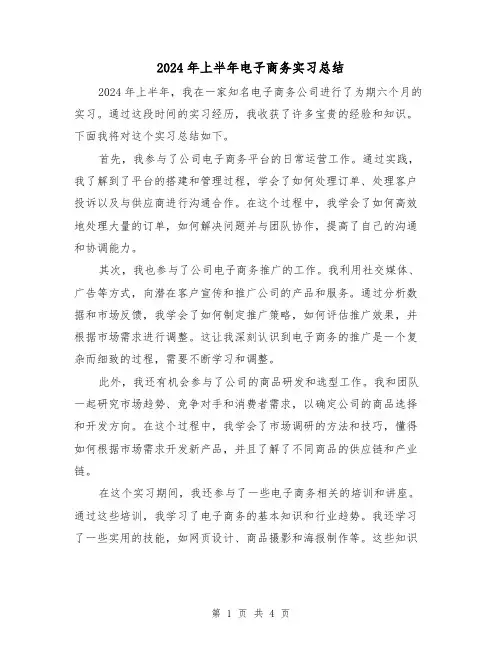 2024年上半年电子商务实习总结（2篇）