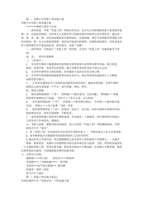 青蓝工程实施计划方案[共11篇]