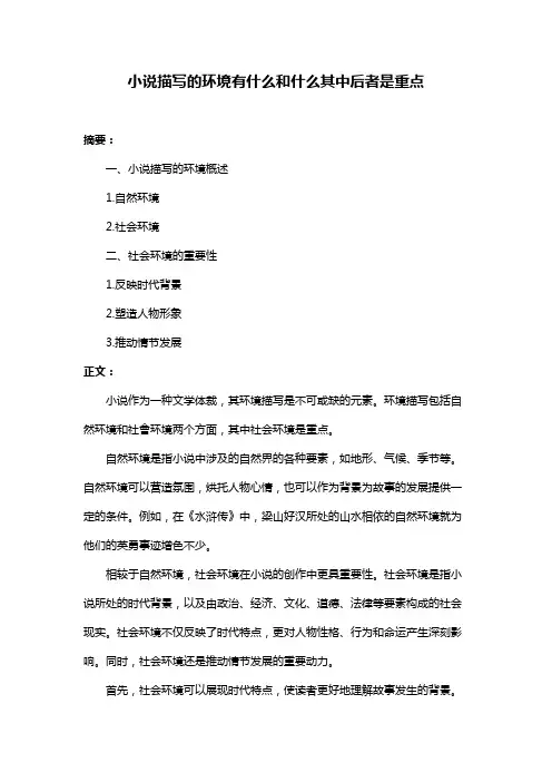 小说描写的环境有什么和什么其中后者是重点