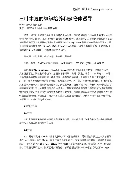 三叶木通的组织培养和多倍体诱导