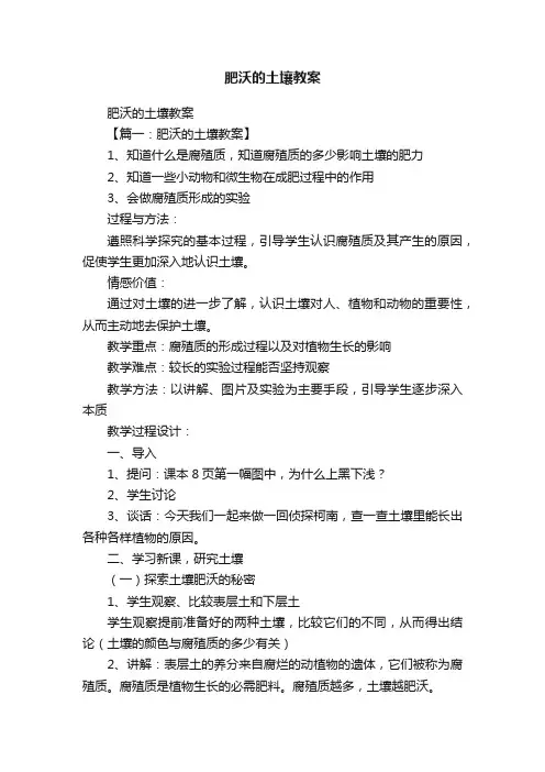 肥沃的土壤教案