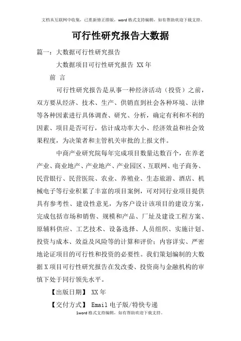 可行性研究报告大数据