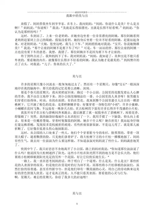 关于美与丑的作文精编版