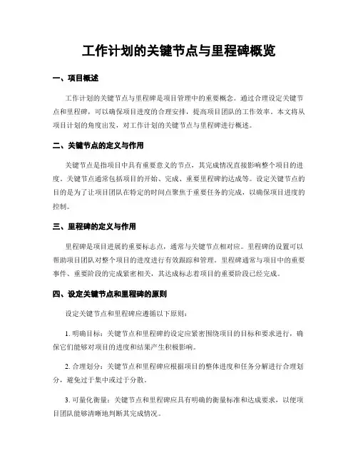 工作计划的关键节点与里程碑概览