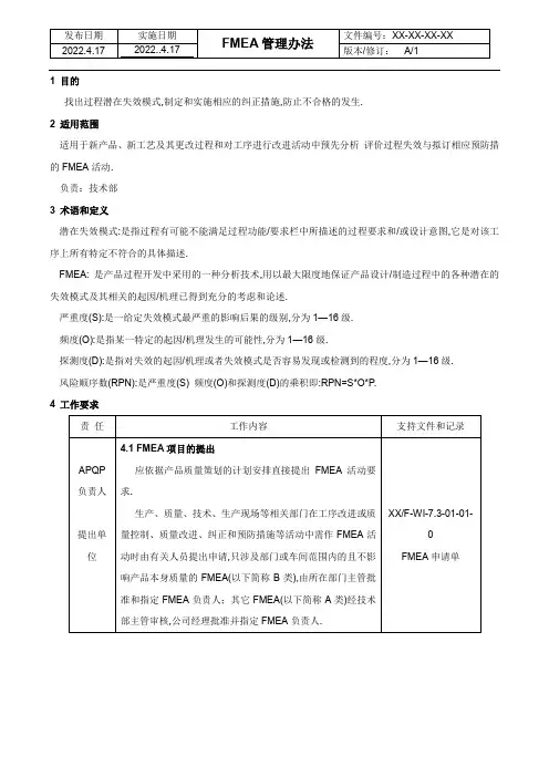 FMEA管理办法