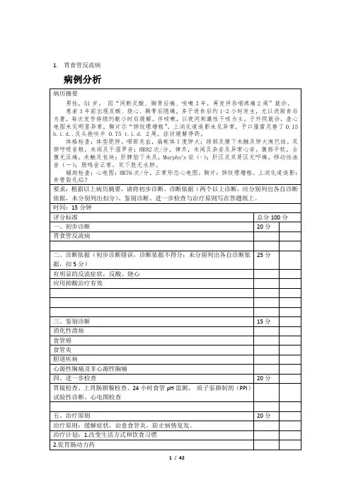 规培新标准消化内科病例分析题(全病种)