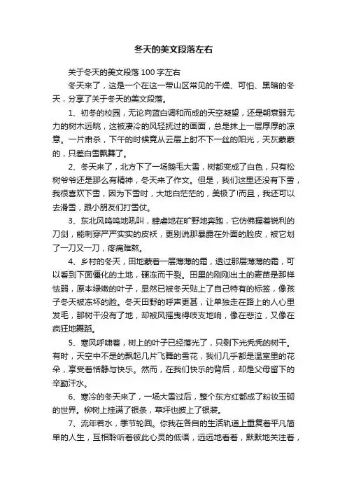 关于冬天的美文段落100字左右