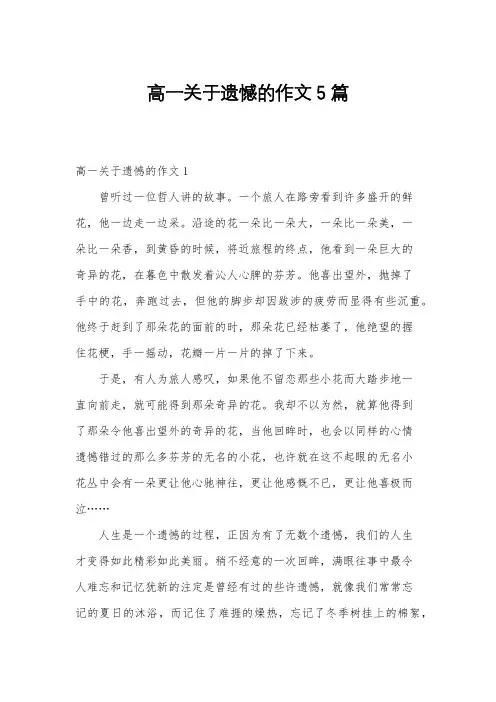 高一关于遗憾的作文5篇