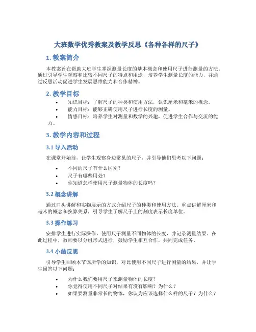 大班数学优秀教案及教学反思《各种各样的尺子》