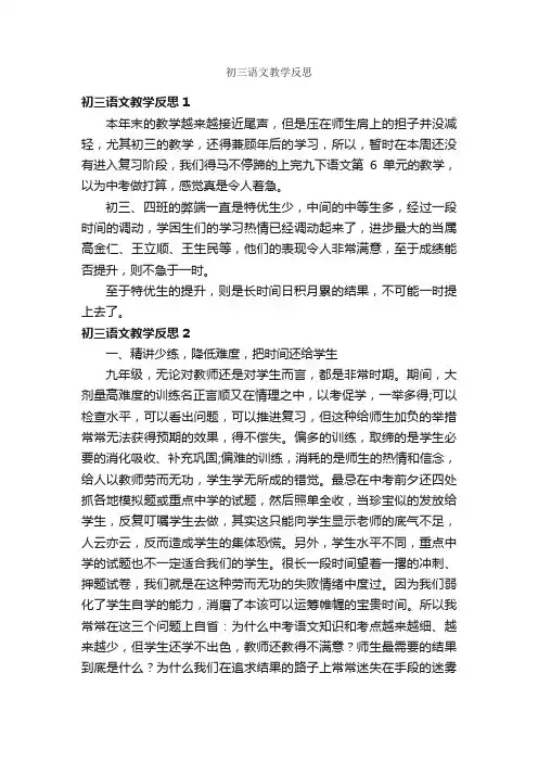 初三语文教学反思
