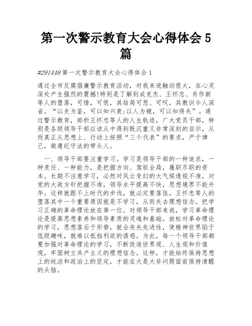 第一次警示教育大会心得体会5篇