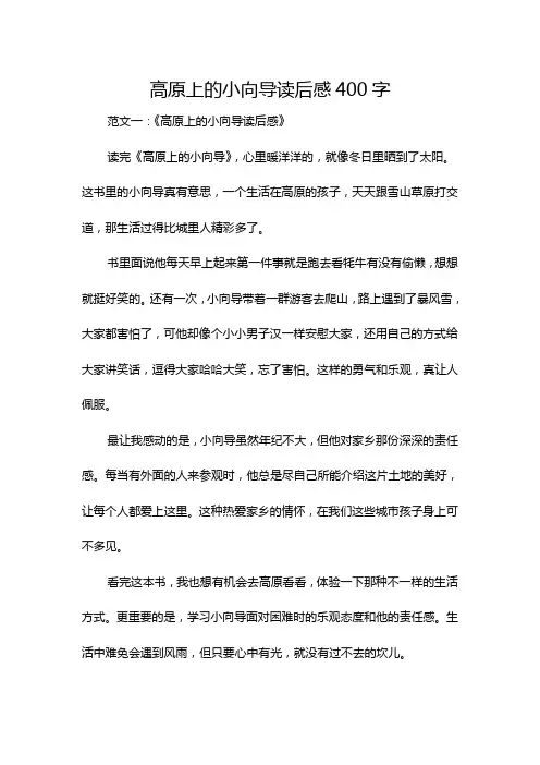 高原上的小向导读后感400字