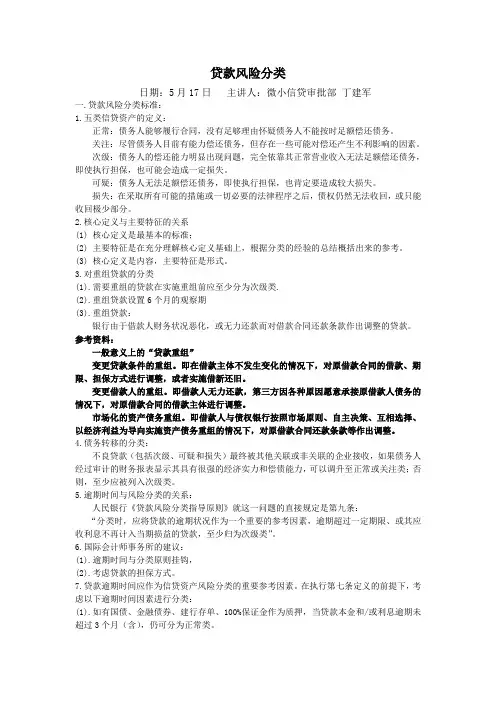 贷款风险分类