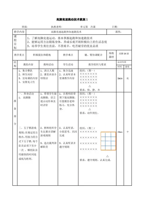 高脚竞速运动跑动技术训练