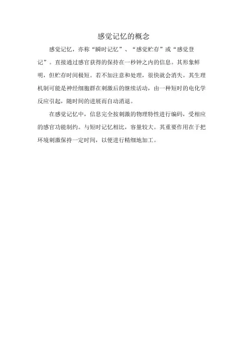 感觉记忆的概念