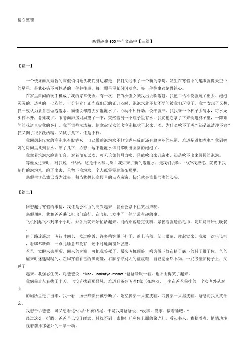 寒假趣事600字作文高中【三篇】