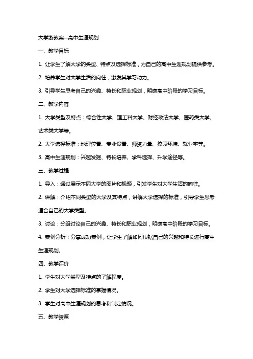 大学游教案--高中生涯规划