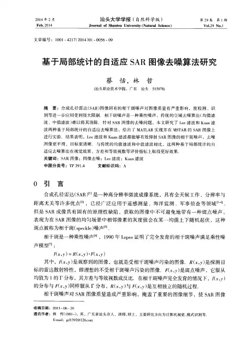 基于局部统计的自适应SAR图像去噪算法研究