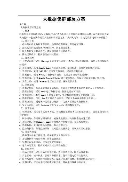 大数据集群部署方案