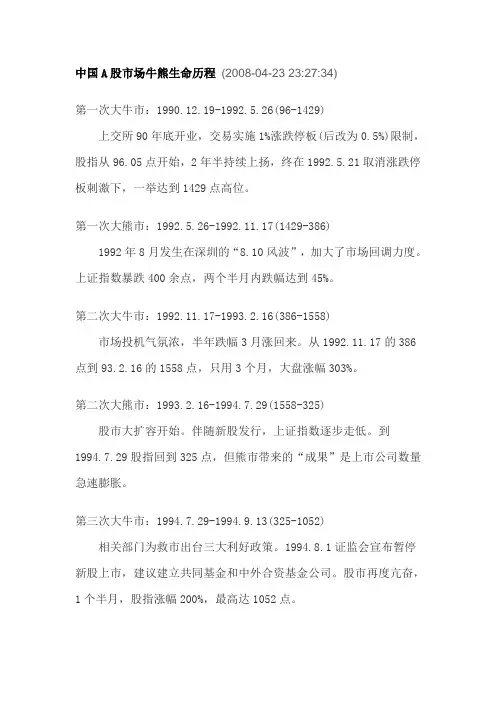 中国A股市场牛熊生命历程.