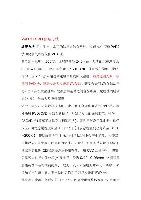 PVD和CVD涂层方法