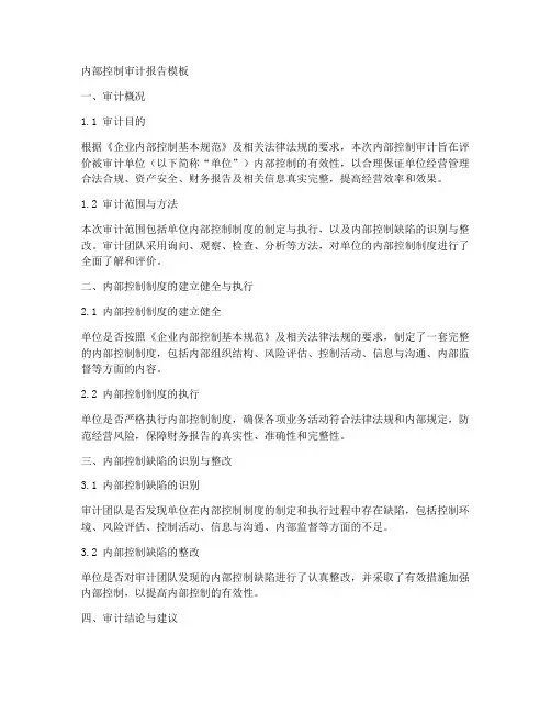 内控制度审计报告模板