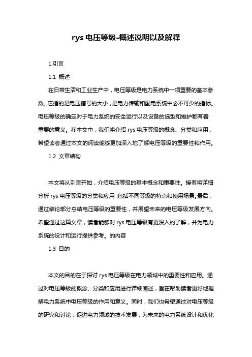rys电压等级-概述说明以及解释