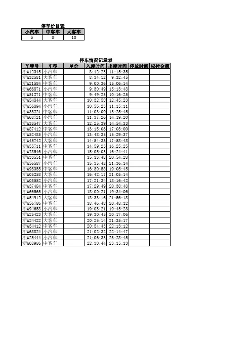 浙江省计算机二级办公软件Excel练习题