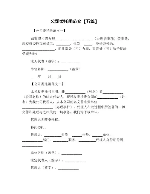 公司委托函范文【五篇】