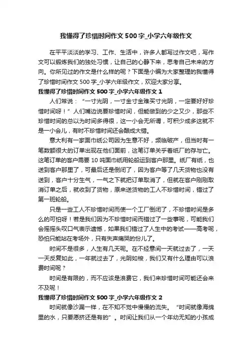 我懂得了珍惜时间作文500字_小学六年级作文
