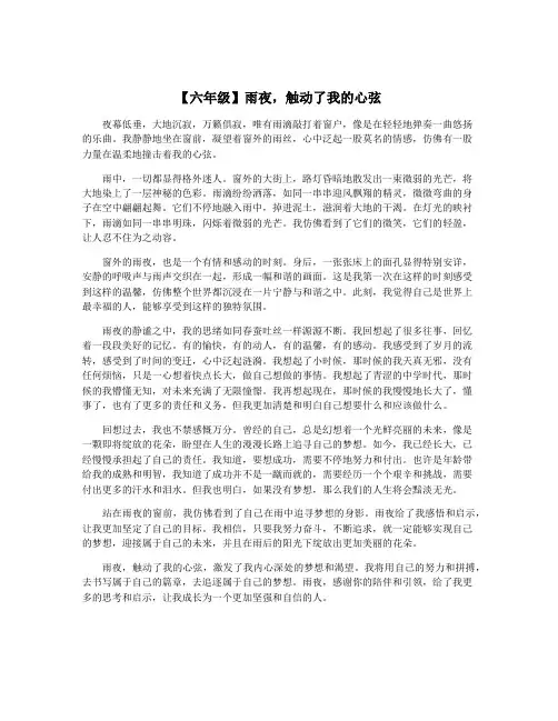 【六年级】雨夜,触动了我的心弦