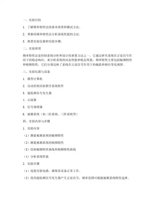 频率特性法实验报告
