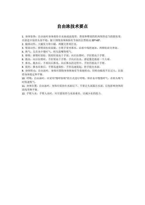 自由泳技术要点
